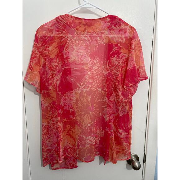 Vintage Studio I Dress Jacket Set 14W Pink Floral Chiffon Spring Cottage Core - Picture 5 of 8